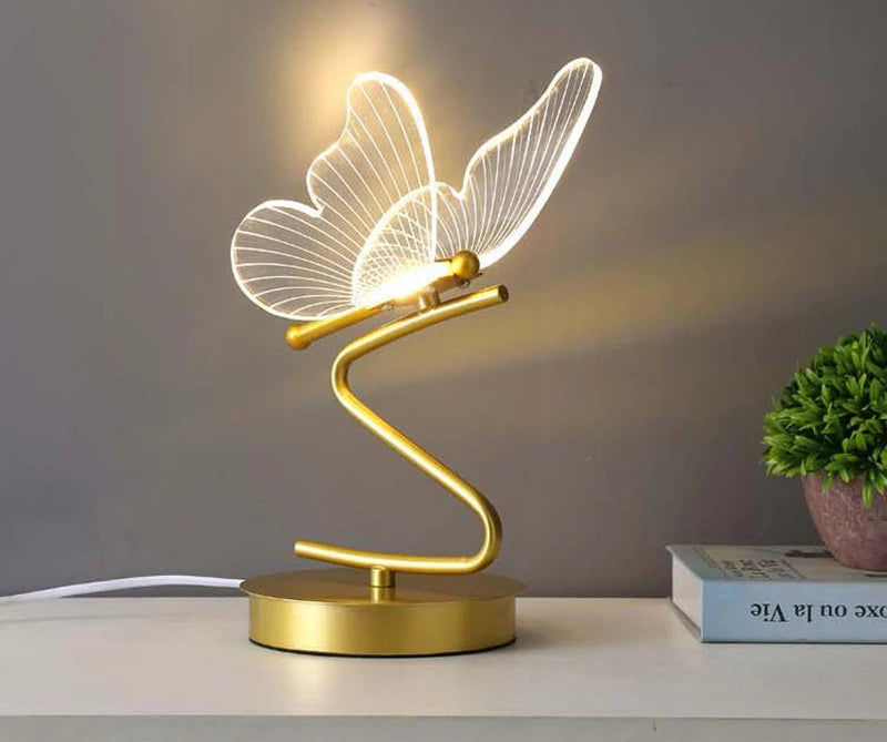 Nordic led candeeiros de mesa iluminação interior botão interruptor quarto cabeceira sala estar restaurante decoração casa borboleta lâmpada mesa