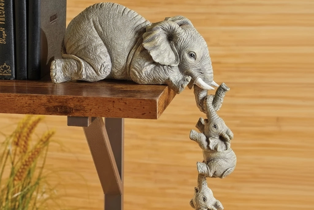 3 pçs/set bonito elefante abraço boneca resina artesanato decoração para casa presente estatuetas decorativas miniaturas acessórios