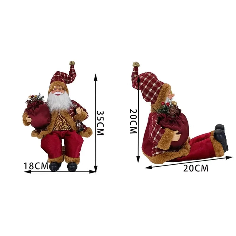 Decoração de personagem de natal pendurado decoração de árvore de natal boneca brinquedo 14 polegada sentado papai noel estátua presente