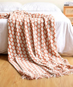 Cobertor de malha acrílica onda cinza, leve e macio, cobertor decorativo com borlas para viagens, sofá, cama