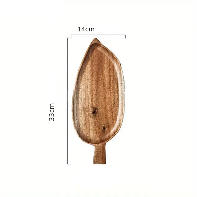 Bandeja estética alta em forma de folha de madeira bandeja de chá da tarde bandeja de sushi ocidental sobremesa bandeja de refeição de frutas bandeja de alimentos de madeira à prova dwaterproof água