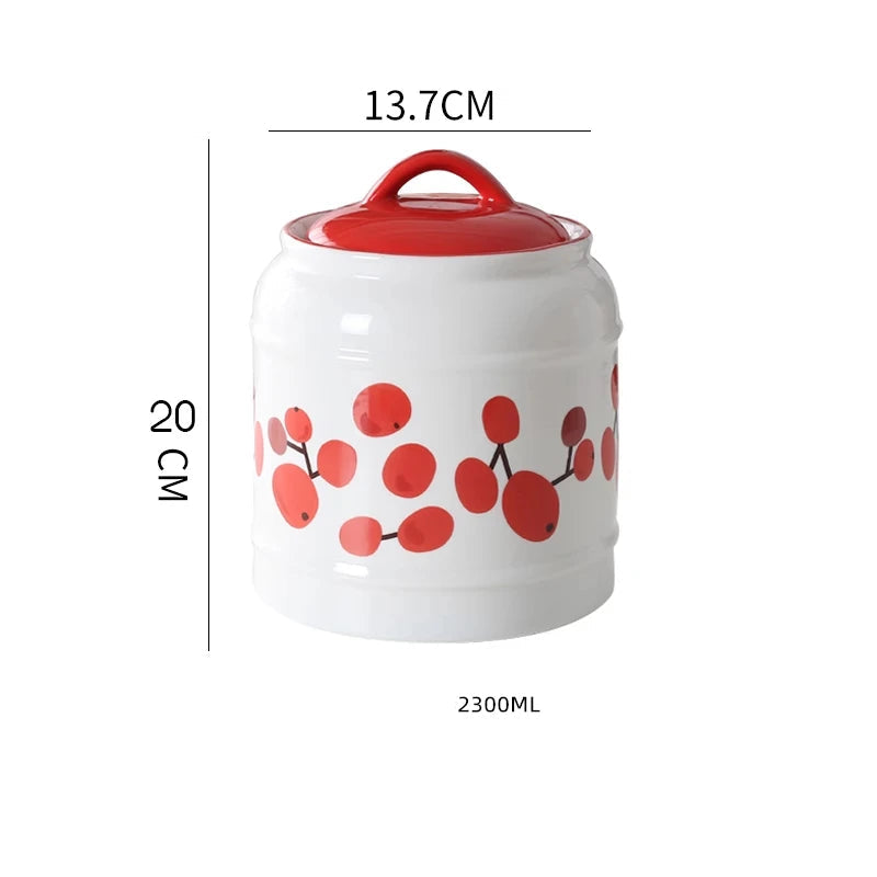 Jarro selado cerâmico com tampa, jarra do armazenamento da mercearia, grande capacidade, transportador portátil do chá, armazenamento do petisco da umidade-prova, uso home