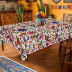 1 peça de toalha de mesa estilo mexicano, decoração de festa de cinco de mayo, toalha de mesa decorativa mexicana com padrões florais e pássaros brilhantes, perfeita para casamentos, aniversários, piqueniques, festas de chá, cozinhas domésticas e decorações de férias