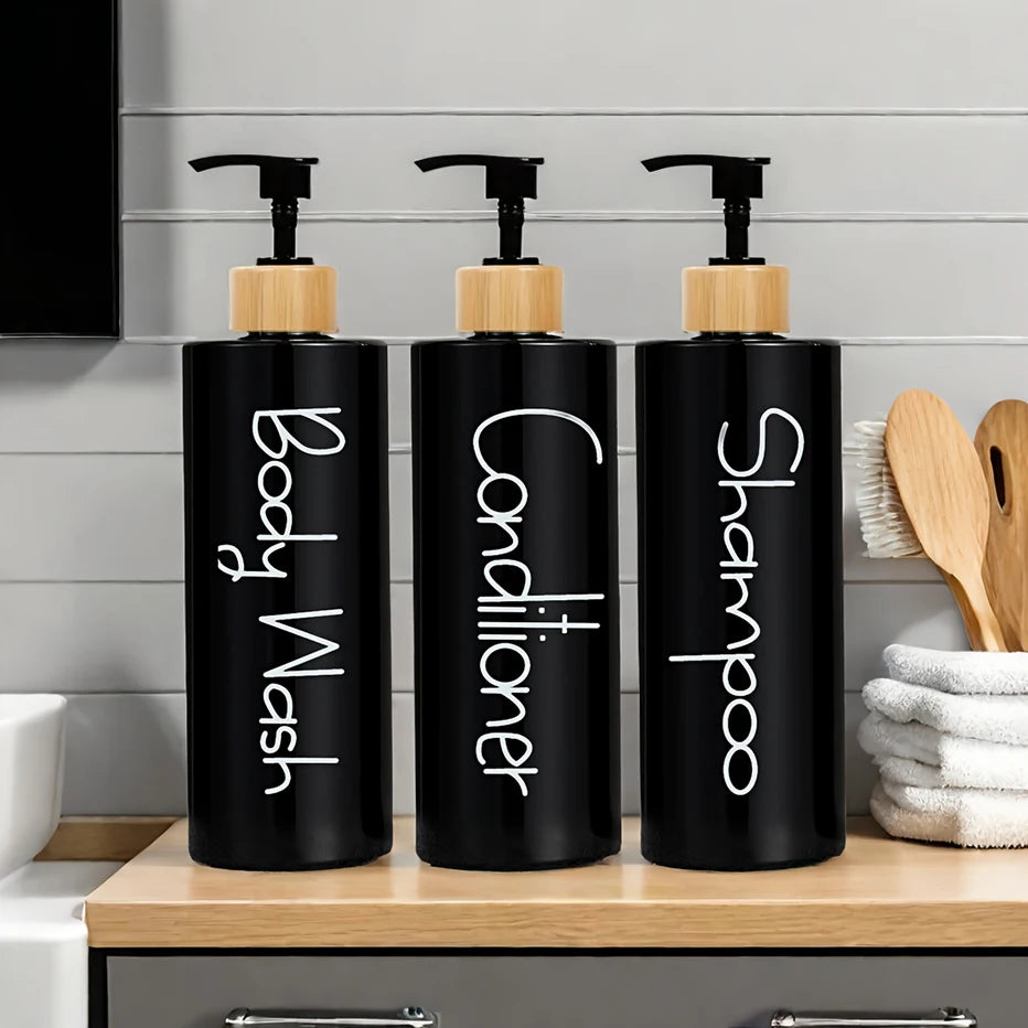 3 pçs dispensador de sabão do banheiro reutilizável bomba mão dispensador garrafa banheiro chuveiro gel shampoo recarregável garrafa recipiente