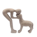 1pc resina bonito filhote de cachorro e proprietário artesanato estatueta ornamento de mesa estátua modelo interior decoração de escritório em casa escultura de animal de estimação para presente