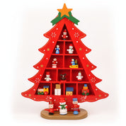 Decoração De Mesa De Árvore De Natal De Madeira, Layout De Cena Criativa, Ornamentos Vermelhos, Mesa De Xmas, Layout Tridimensional