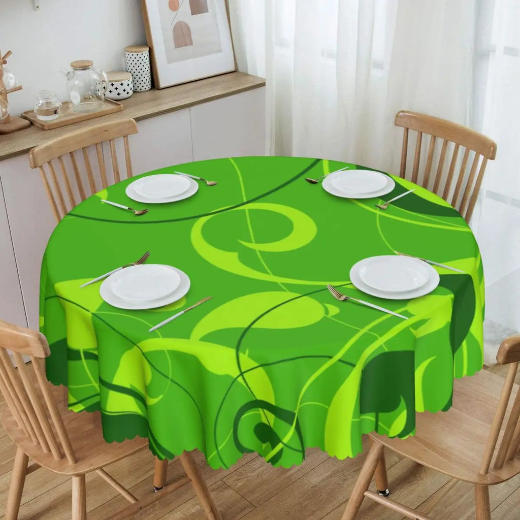 Orange Wave Gradient Retro Pattern Round Tablecloths 60 Inch Abstract Geometric Table Covers for Kitchen Table Cloth
