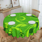 Orange Wave Gradient Retro Pattern Round Tablecloths 60 Inch Abstract Geometric Table Covers for Kitchen Table Cloth
