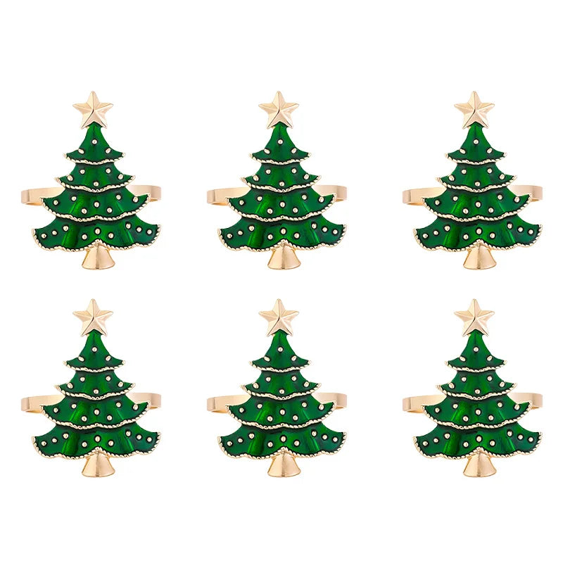 1/6 pçs anéis de guardanapo de natal ornamentos de árvore de natal 2025 natal casa cozinha jantar mesa decoração ano novo fontes de festa