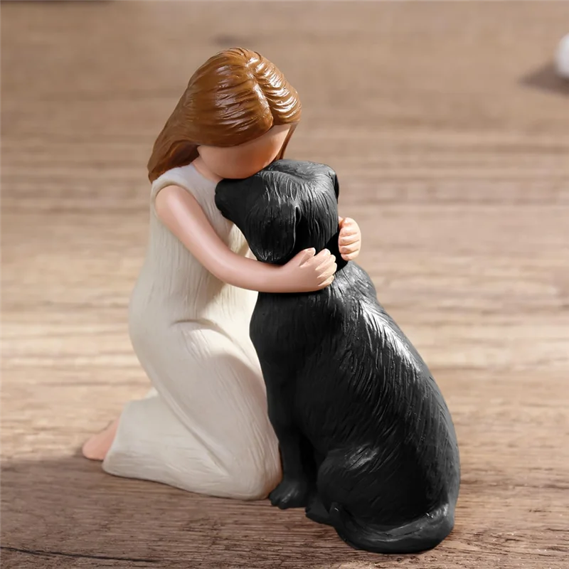 A25F-Amo estátuas de estatuetas de meu cachorro, presentes de lembrança de amizade de anjo de cachorro, figuras esculpidas pintadas à mão para amantes de cães