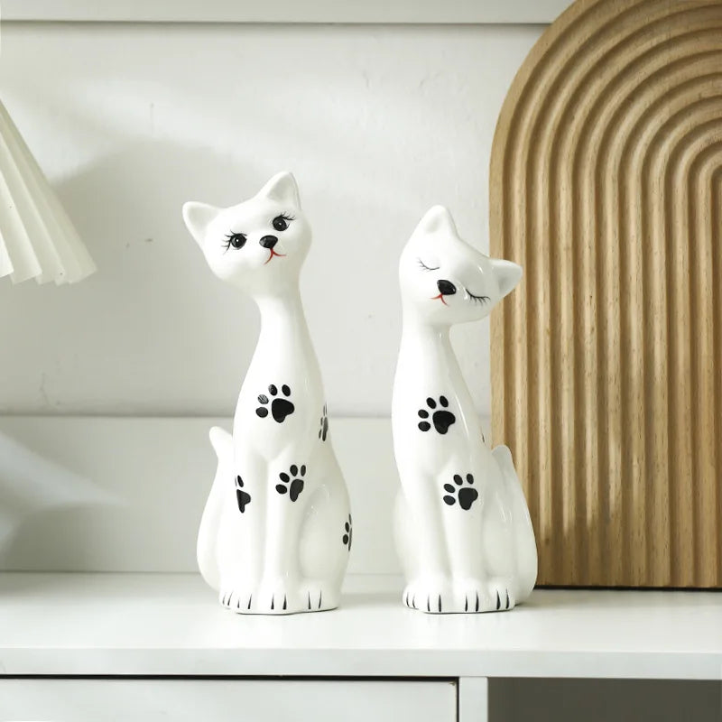 Casal de Gatos em Cerâmica