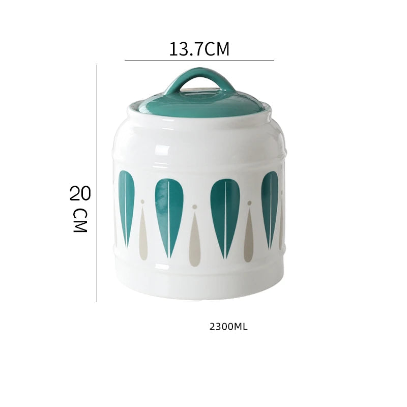 Jarro selado cerâmico com tampa, jarra do armazenamento da mercearia, grande capacidade, transportador portátil do chá, armazenamento do petisco da umidade-prova, uso home