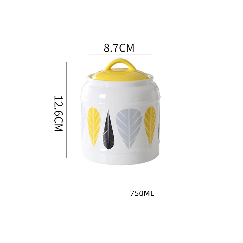 Jarro selado cerâmico com tampa, jarra do armazenamento da mercearia, grande capacidade, transportador portátil do chá, armazenamento do petisco da umidade-prova, uso home