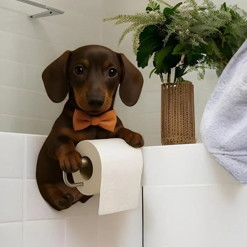 Suporte de papel higiênico engraçado gatos cães resina estátua animal acessórios do banheiro fixado na parede bonito dispensador de tecido