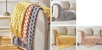 Cobertor de malha acrílica onda cinza, leve e macio, cobertor decorativo com borlas para viagens, sofá, cama