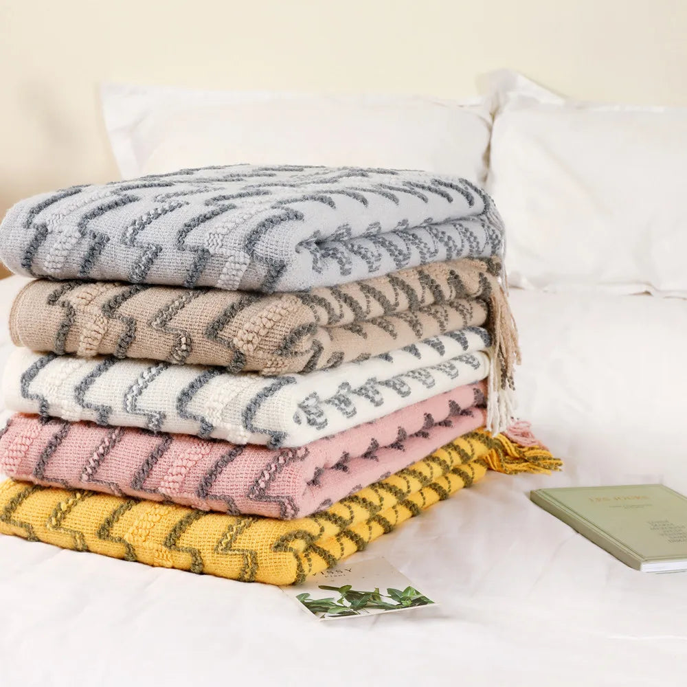 Manta de Malha Jacquard Vintage