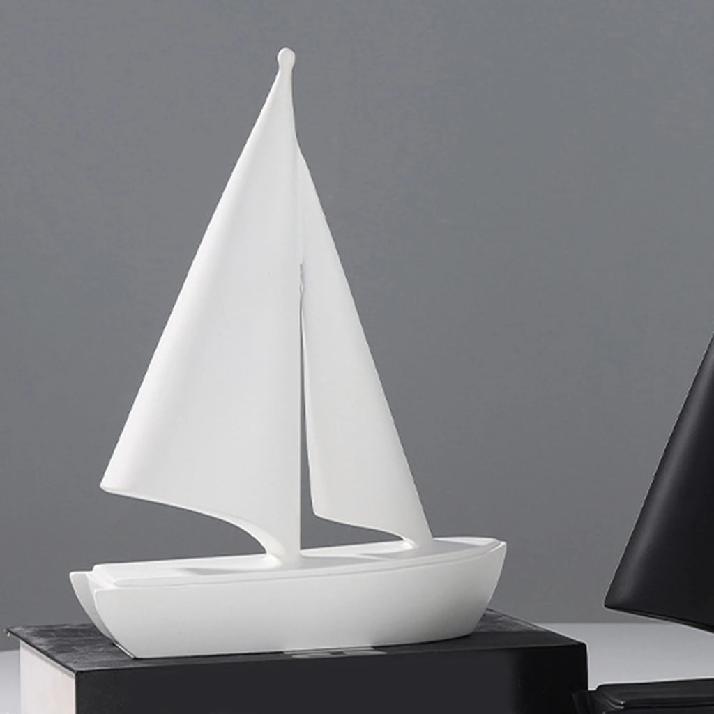 Estatueta moderna de barco à vela, modelo de veleiro colecionável, estátua criativa de navio à vela para decoração de mesa de armário de aniversário