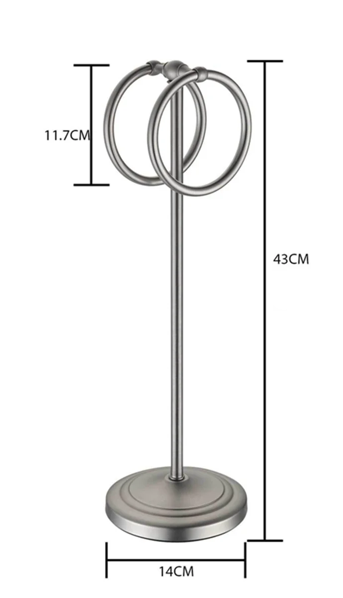 Abnp toalheiro de aço inoxidável do chão ao teto anel de toalha vertical anel duplo multifuncional removível sem perfuração