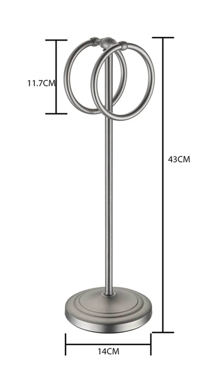 Abnp toalheiro de aço inoxidável do chão ao teto anel de toalha vertical anel duplo multifuncional removível sem perfuração