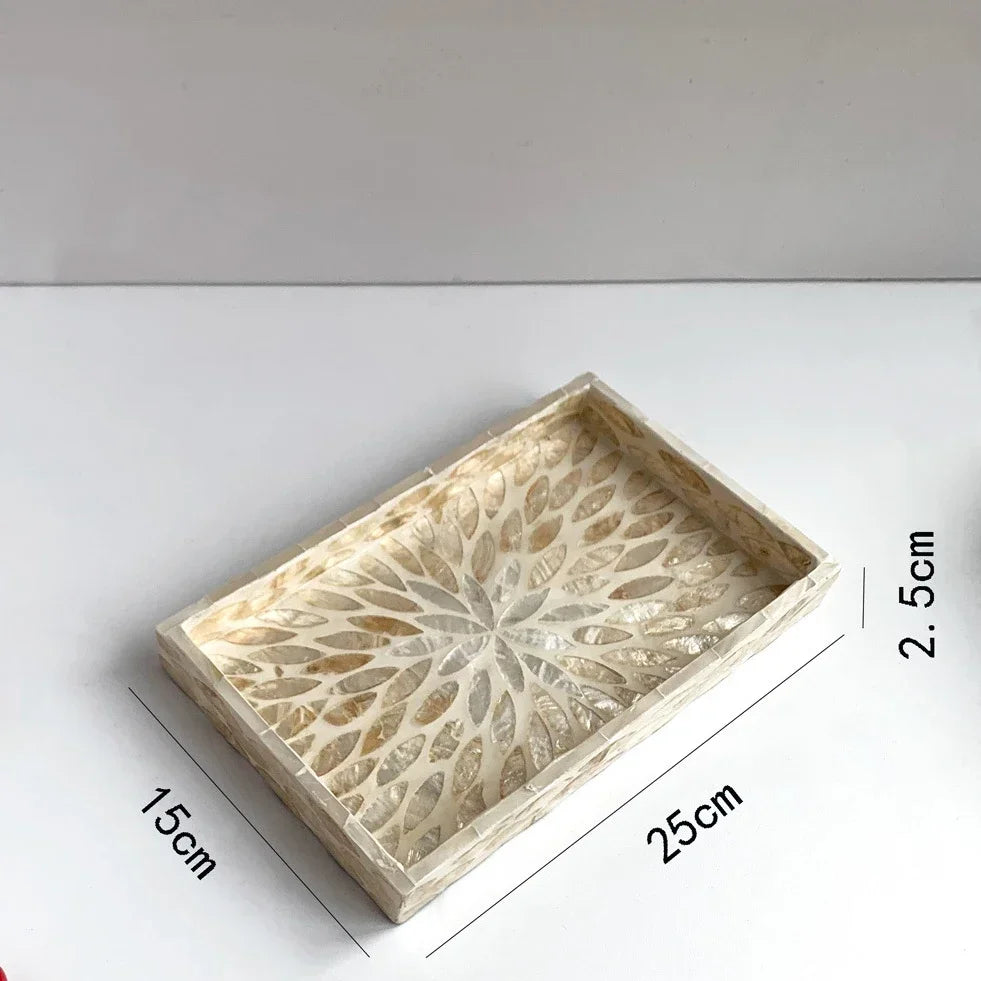 Bandeja retangular de concha oval, placa de armazenamento colorida, sala de estar, bolo, café, restaurante, decorações de armazenamento, organizador de joias