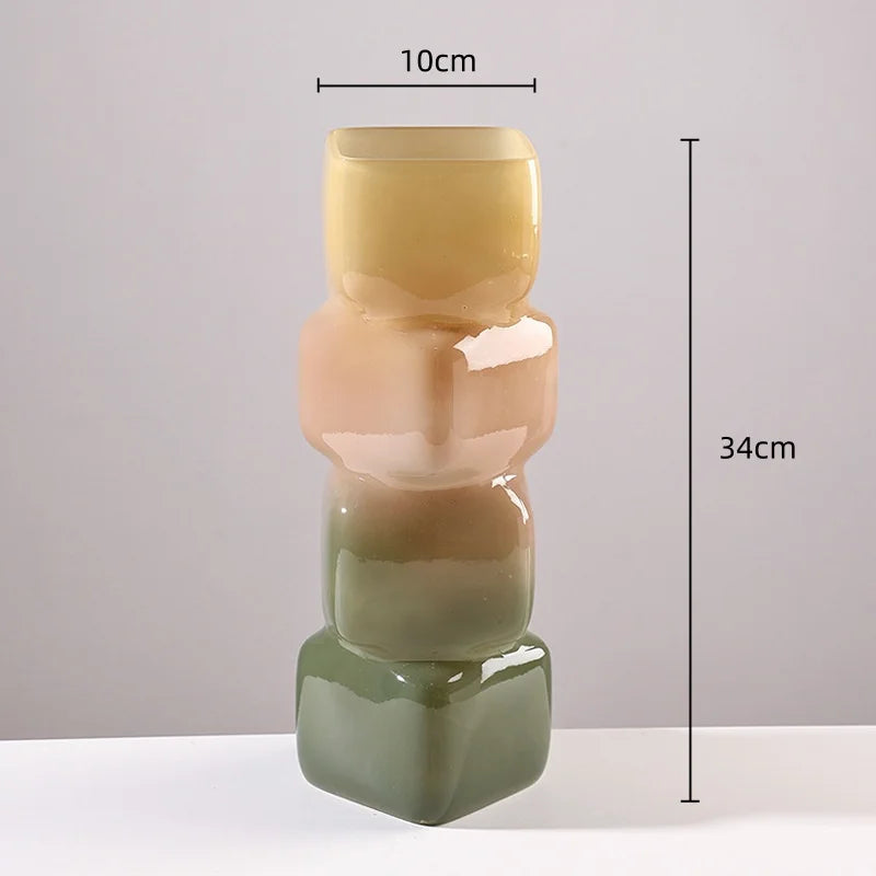 Vaso de vidro geométrico colorido, garrafa de vidro de cor gradiente, vaso de flores, terrário hidropônico, vaso de flores, decoração de casa