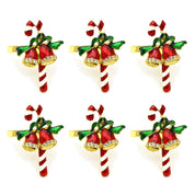 6 pçs anéis de guardanapo de natal árvore de natal floco de neve veados quebra-nozes guardanapo titular fivela de guardanapo de ouro para festa de natal decoração de mesa