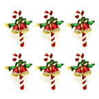 6 pçs anéis de guardanapo de natal árvore de natal floco de neve veados quebra-nozes guardanapo titular fivela de guardanapo de ouro para festa de natal decoração de mesa