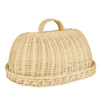 Handwoven Rattan Bread Basket, alimentos frutas e legumes servindo cestas, capa à prova de poeira, organizador despensa para cozinha