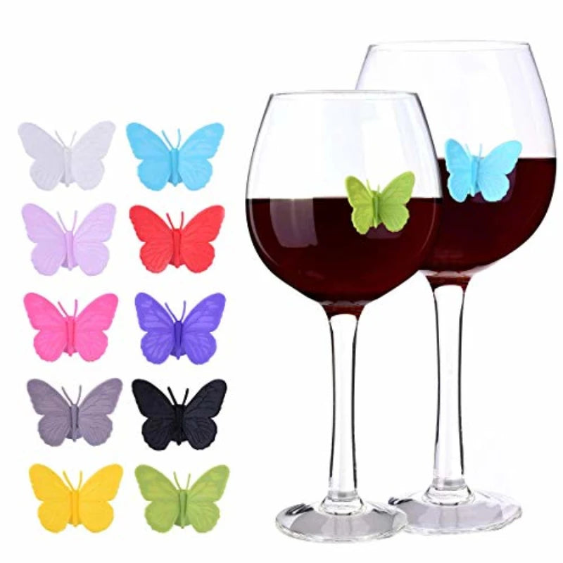 Conjunto de 10 Marcadores Borboleta Para Copo