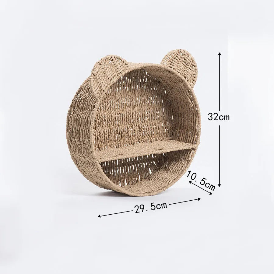Cesta de parede cesta de armazenamento tecida à mão cesta de suspensão de rattan simulado cesta de suspensão de parede decoração de casa