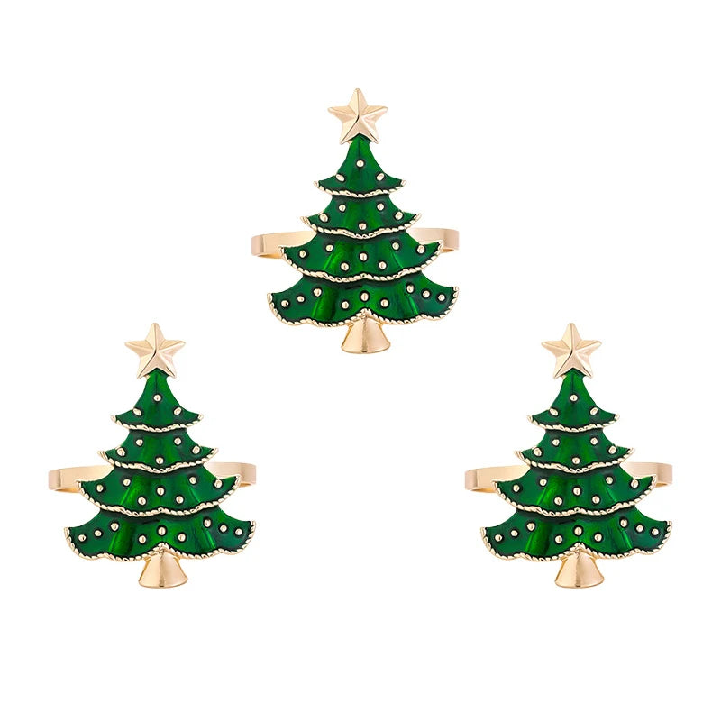1/6 pçs anéis de guardanapo de natal ornamentos de árvore de natal 2025 natal casa cozinha jantar mesa decoração ano novo fontes de festa