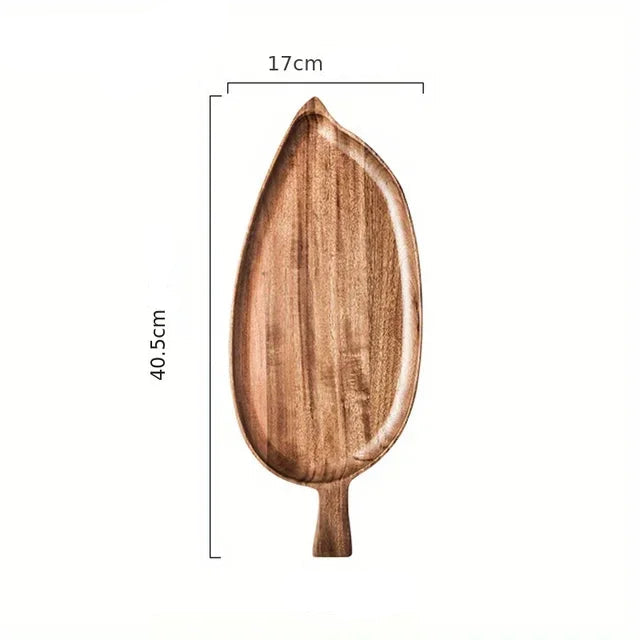 Bandeja estética alta em forma de folha de madeira bandeja de chá da tarde bandeja de sushi ocidental sobremesa bandeja de refeição de frutas bandeja de alimentos de madeira à prova dwaterproof água