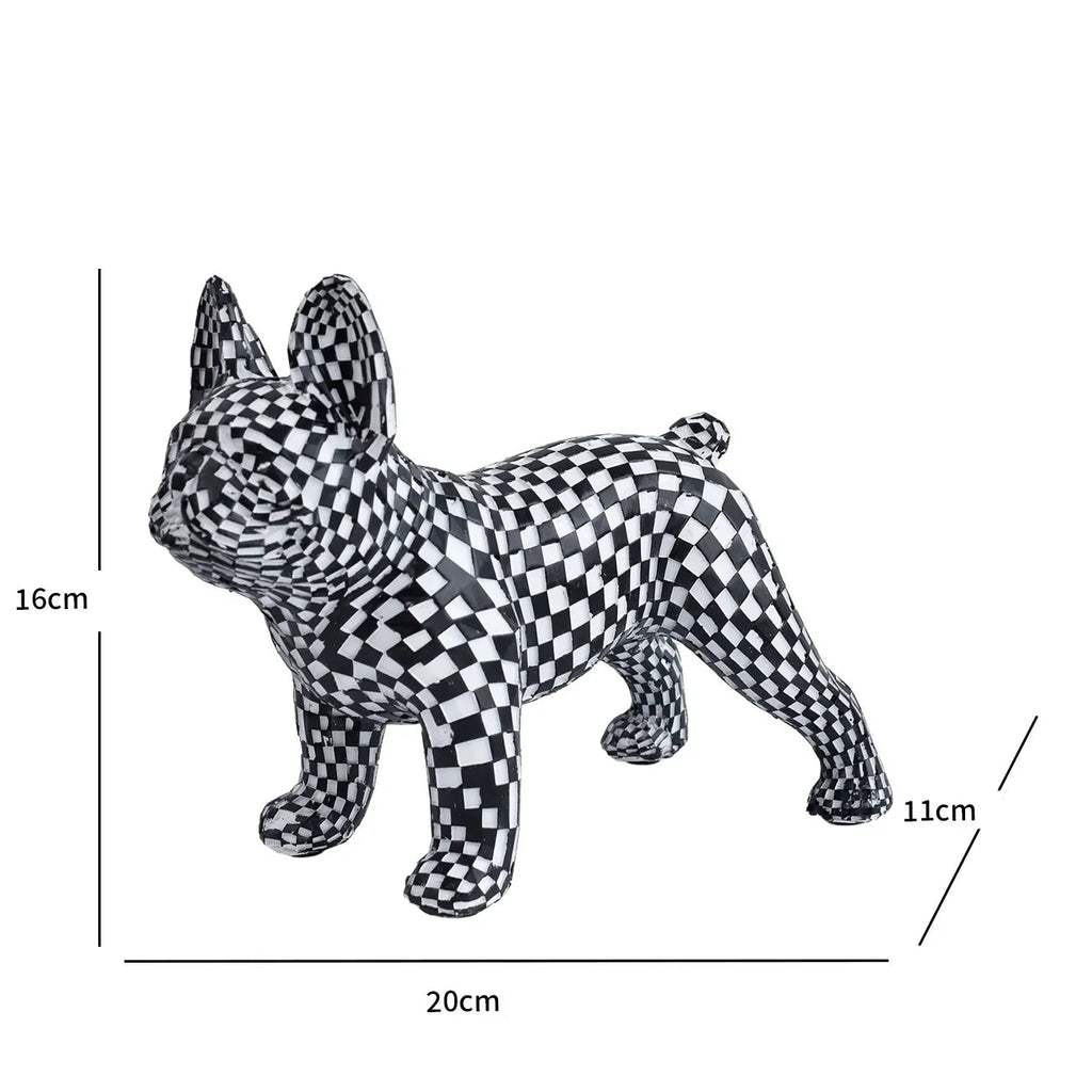 Mosaico estátua de buldogue francês artesanal escultura de arte colorida decoração animal 3d para jardim casa presente exclusivo para amantes de animais de estimação