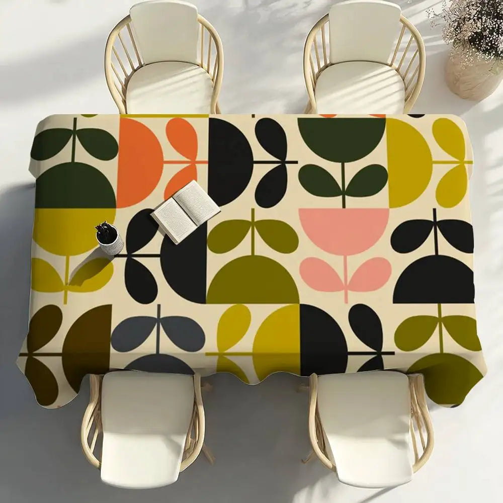 O-Orla Kiely Flor Toalha de mesa Festa em casa Piquenique Sala de jantar Cozinha Patios Toalha de mesa de poliéster à prova de manchas