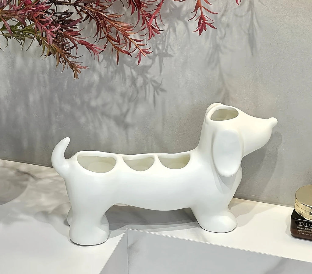 Dachshund cerâmica suporte de escova de dentes elétrica rack armazenamento pia do banheiro lavatório pasta de dentes base decoração do banheiro
