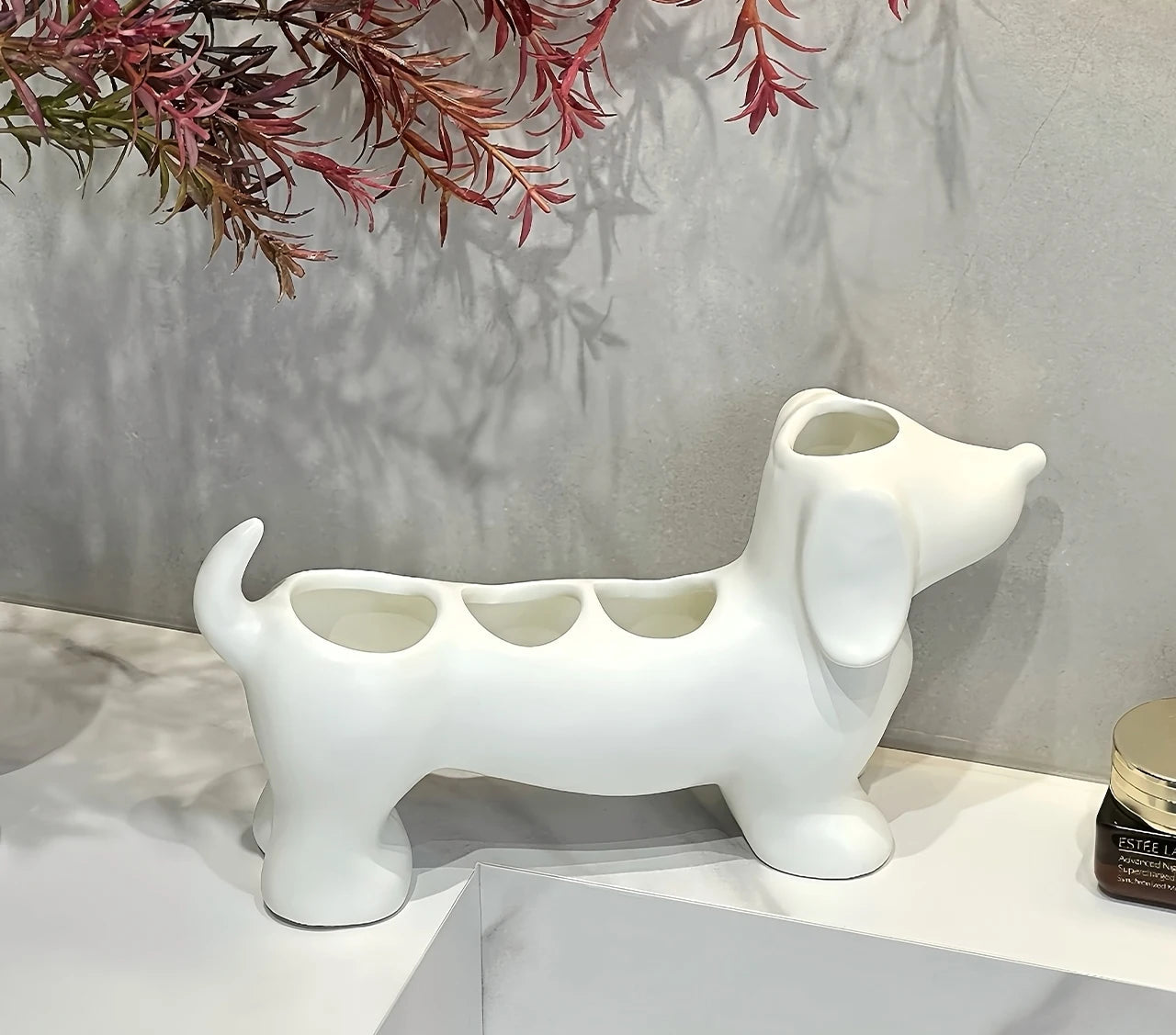 Dachshund cerâmica suporte de escova de dentes elétrica rack armazenamento pia do banheiro lavatório pasta de dentes base decoração do banheiro