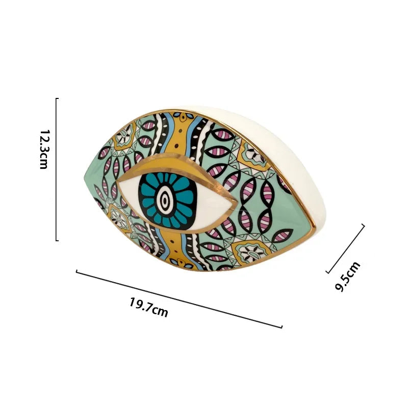 Artesanato de cerâmica criativo, decoração de casa, azul turco, esculturas de mau olhado, estátua de olho do diabo, estilo marrocos, ornamentos de mesa
