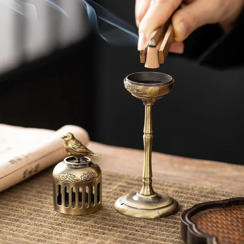 Urraca oco lâmpada sândalo fragrância incensário fumar backflow incenso titular casa de chá ornamentos sala estudo decoração casa