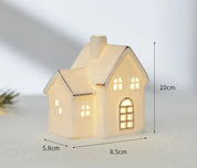 Ornamentos criativos de cerâmica pequenas casas decorações de natal brilhantes casas de neve mobiliário doméstico ins ornamentos decoração