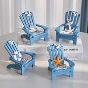 Mediterrâneo azul mini madeira cadeira de praia estatuetas para jardim casa de bonecas desktop decoração praia decoração do quarto
