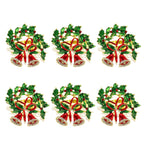 6 pçs anéis de guardanapo de natal árvore de natal floco de neve veados quebra-nozes guardanapo titular fivela de guardanapo de ouro para festa de natal decoração de mesa