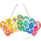 Placa decorativa de madeira temática do verão, Flip Flops, Sorvete, Porta Pendurado Pingentes, Bem-vindo Olá Verão, Happy Hawaii Party