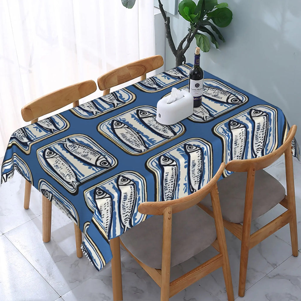 1pc colorido sardina peixe impressão capa de mesa poliéster toalha de mesa vibrante acessório durável quadrado/retângulo pano de mesa