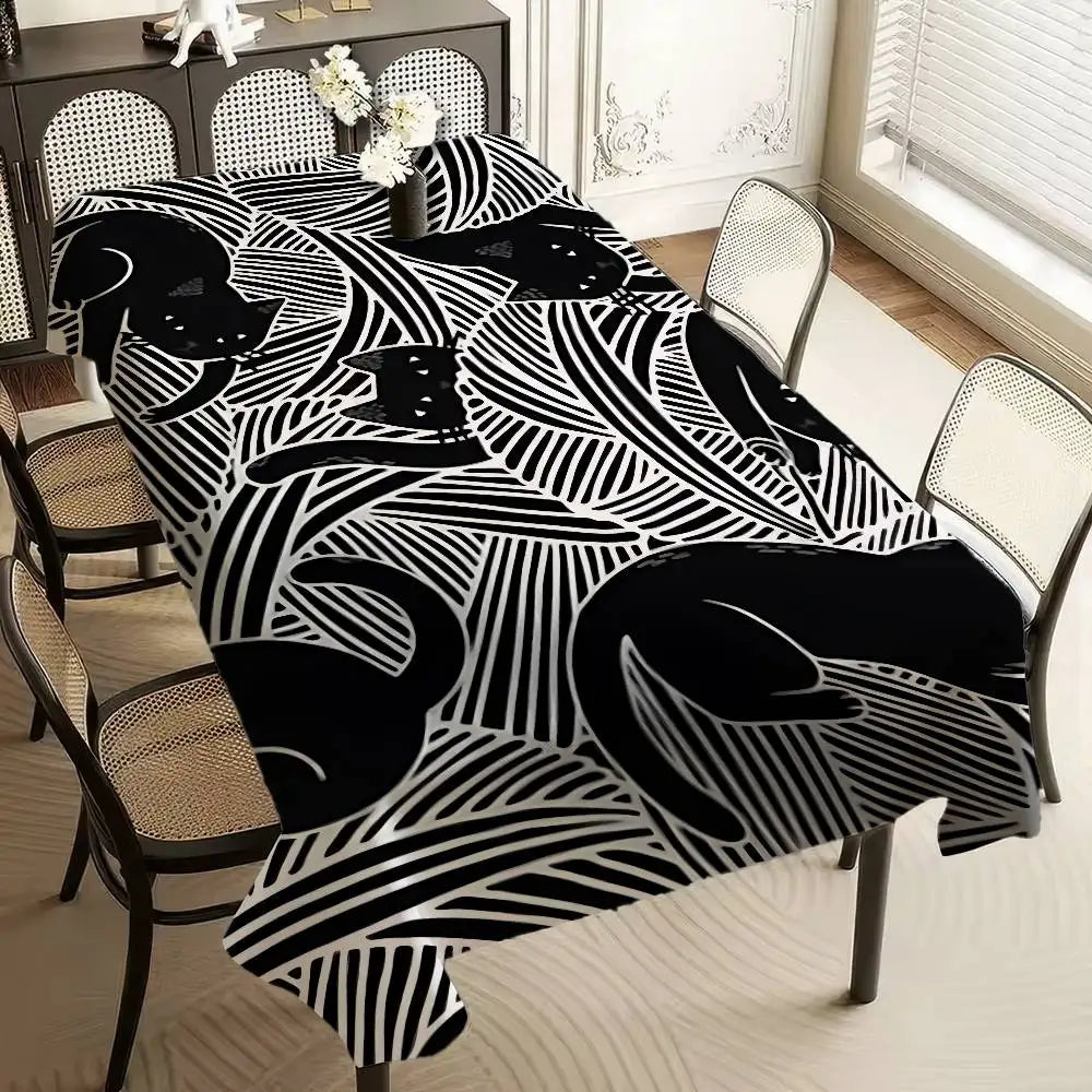 Textura gato pano de mesa retangular mancha toalha de mesa oleada mantel mesa impermeável decoração