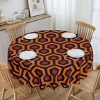 Orange Wave Gradient Retro Pattern Round Tablecloths 60 Inch Abstract Geometric Table Covers for Kitchen Table Cloth