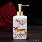 Dispensador de sabão cerâmico 450ml, garrafa desinfetante para as mãos, garrafa de prensa, garrafa de gel de banho para hotel, dispensação de detergente para lavanderia