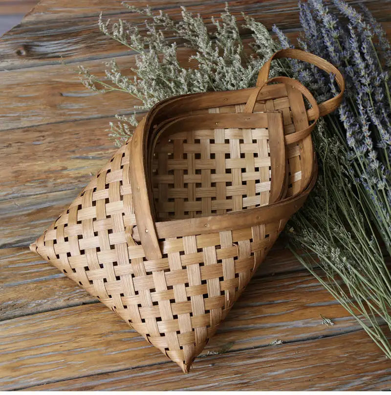 Conjunto de Cesta Decorativa de Bambu