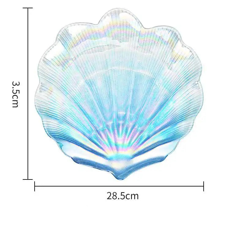 Placas Irregulares De Shell De Vidro Colorido Criativo, Bandeja De Frutas Marinhas Em Casa, Ornamentos Europeus De Lanches, Placas Decorativas