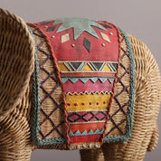 Ornamentos de artesanato de resina trançado pintados à mão elefante ornamento simulação estátua animal artesanal elefante decoração