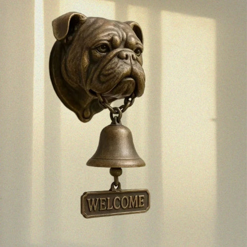 2025 novo cão bem vindo campainha vintage bulldog dobermanann sino de metal lojista campainha para casa escritório entrada montagem na parede decoração